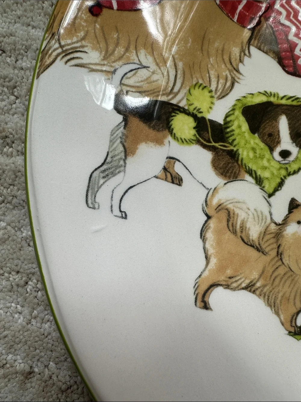 Set of 4 PIER 1 Park Avenue Holiday Puppies Salad Plates Ironstone 8 3/4”